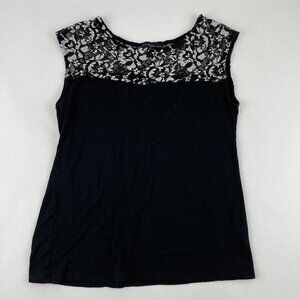 Yuni Los Angeles Blouse Womens Medium Black Lace Sleeveless